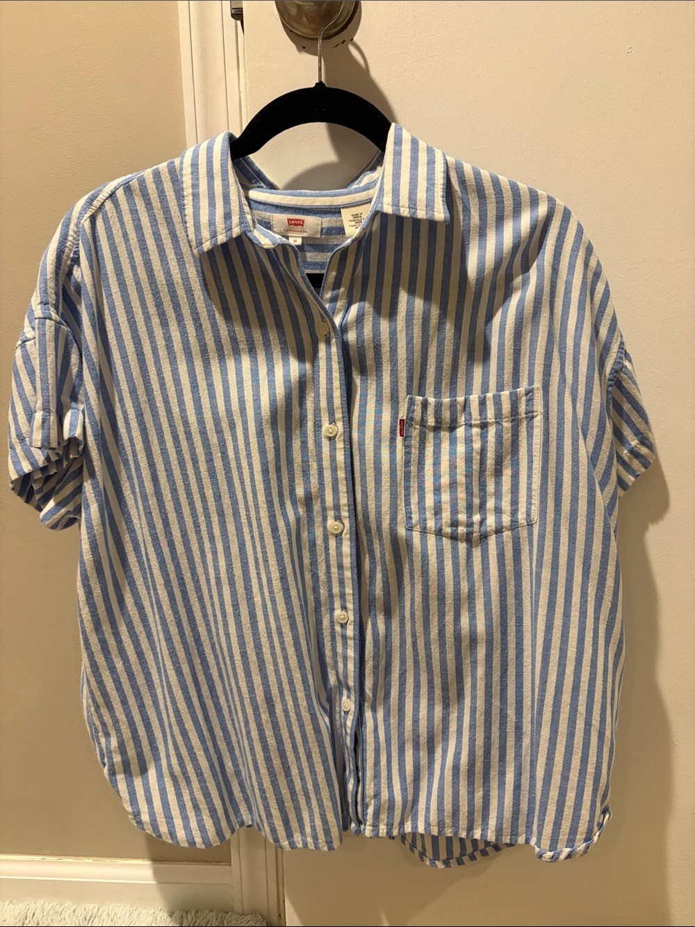 Levi's Light Blue and White Striped Casual Button-Down Shirt